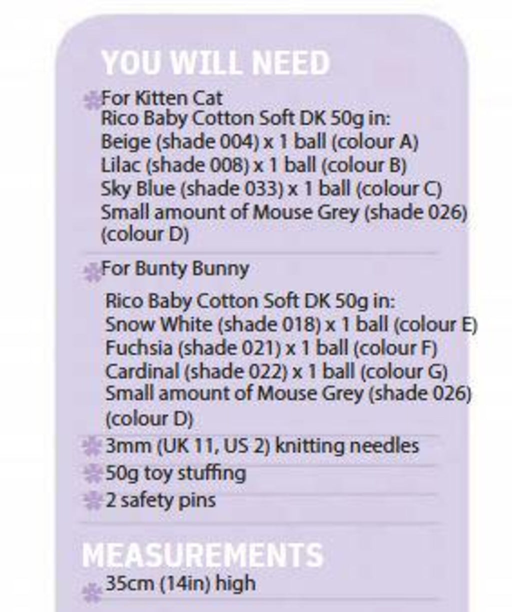Cat Bunny Toy Knitting Pattern, 14" Easy Toy Patterns, PDF Download