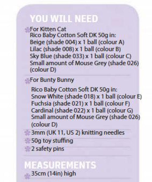 Cat Bunny Toy Knitting Pattern, 14" Easy Toy Patterns, PDF Download