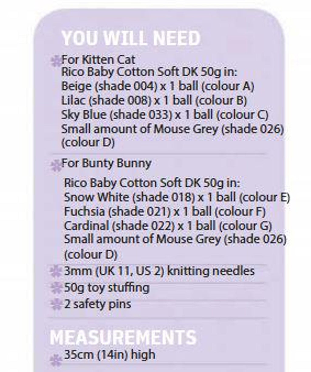Cat Bunny Toy Knitting Pattern, 14" Easy Toy Patterns, PDF Download
