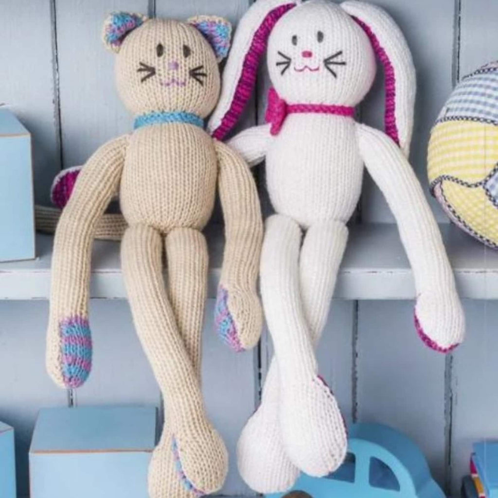 Cat Bunny Toy Knitting Pattern, 14" Easy Toy Patterns, PDF Download