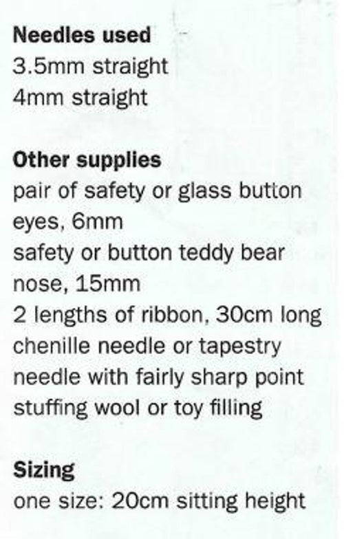 Chunky Wool Teddy Bear Knitting Pattern, Easy Beginner Toys, PDF Download