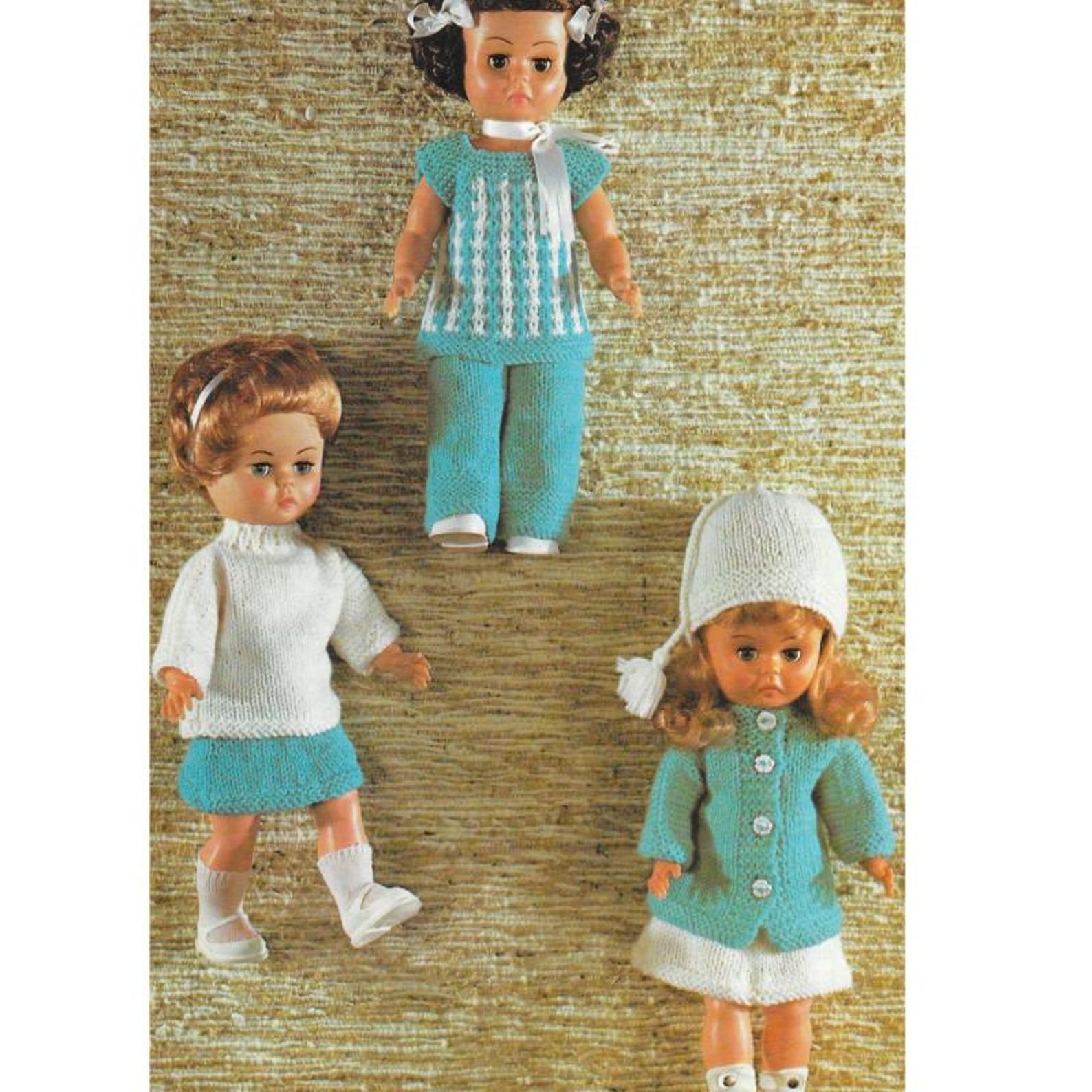 Easy Dolls Clothes Knitting Patterns, To Fit 14" Baby Dolls, PDF Download