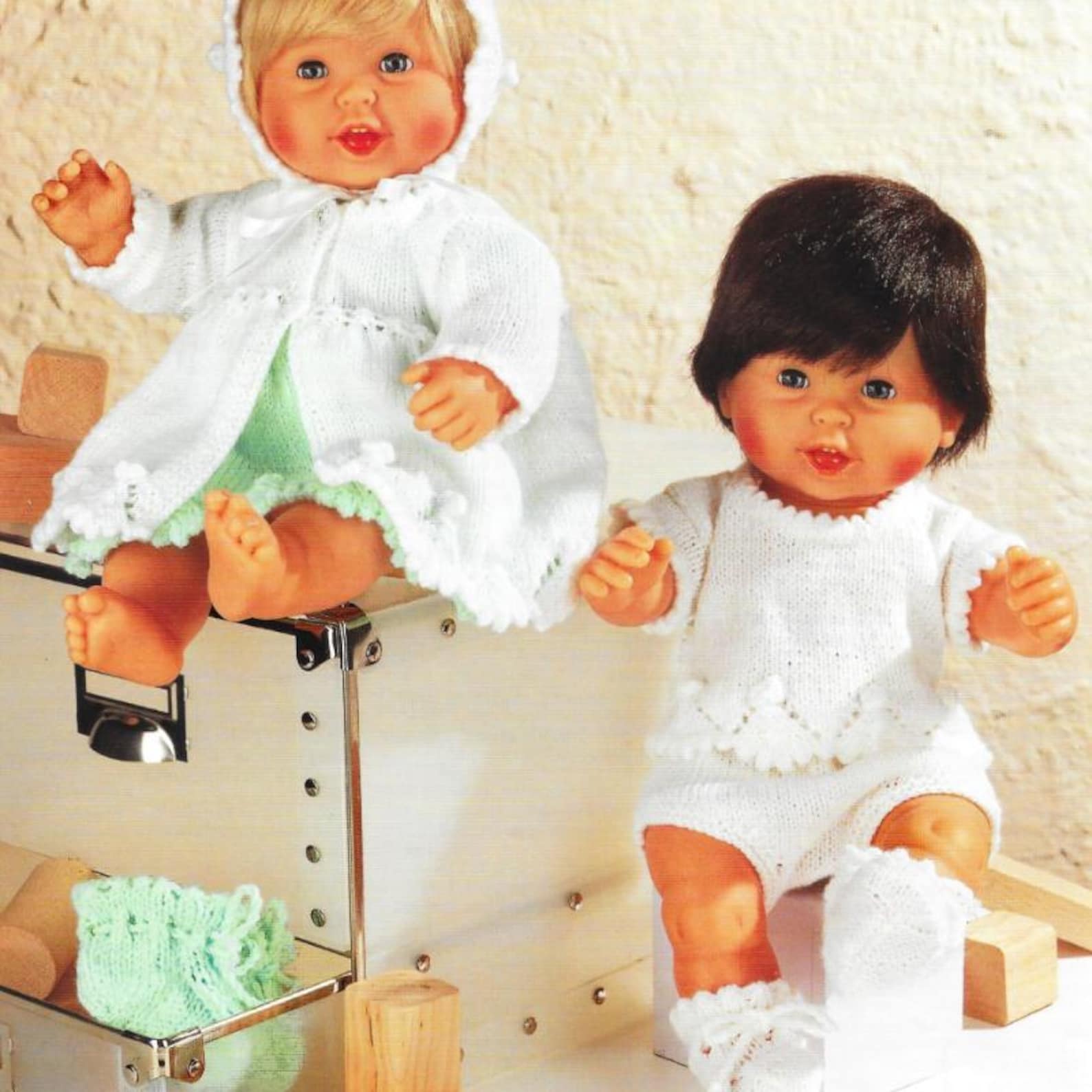 Easy Doll Clothes Knitting Patterns, 14" Dolls, PDF Download