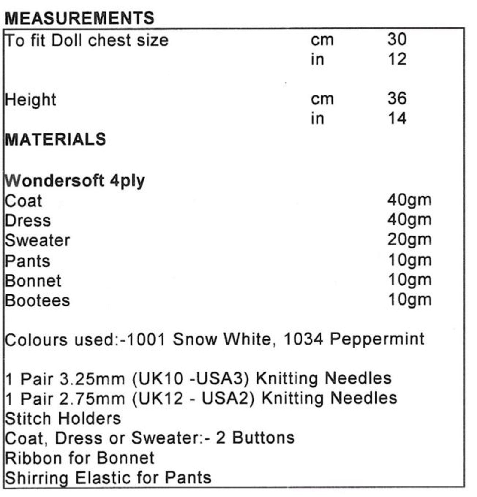 Easy Doll Clothes Knitting Patterns, 14" Dolls, PDF Download