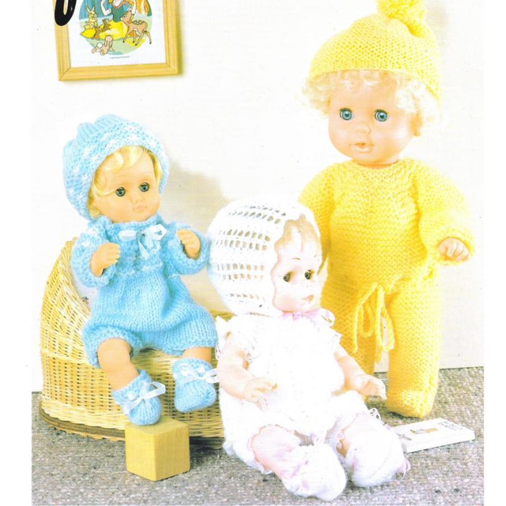 Dolls Clothes Knitting Patterns, Size 12-16" Baby Dolls, PDF Download