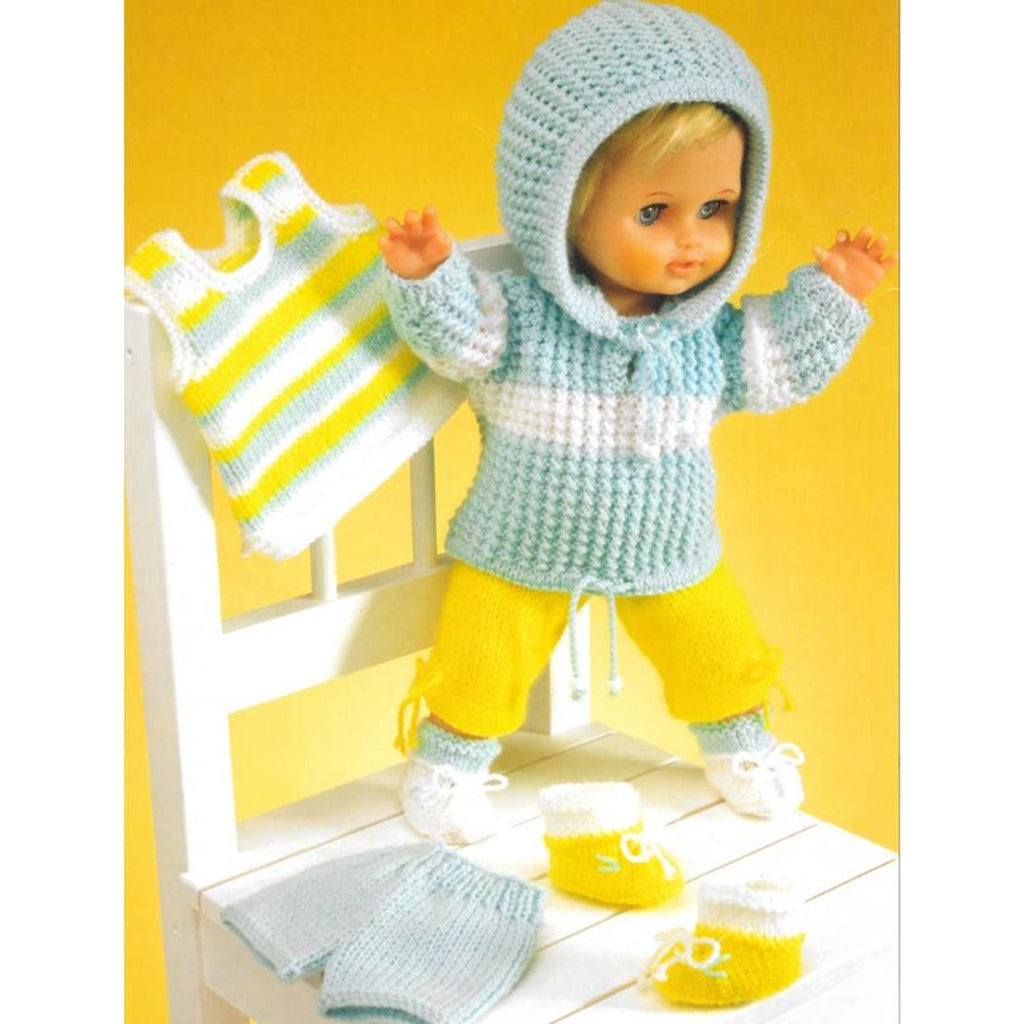 Easy Doll Clothes Knitting Patterns, 12" - 22" Dolls, PDF Download