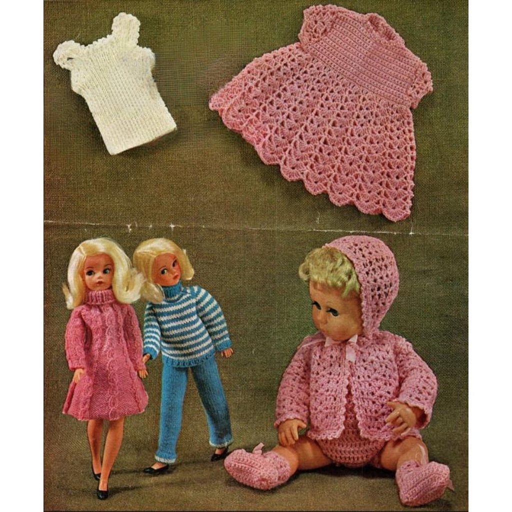 Doll Clothes Knitting Patterns, Size 12" - 14" Dolls, PDF Download