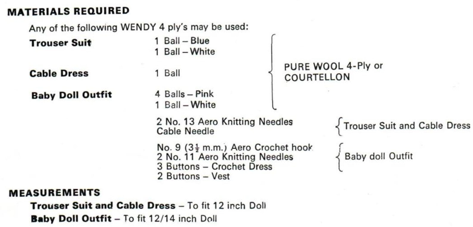 Doll Clothes Knitting Patterns, Size 12" - 14" Dolls, PDF Download