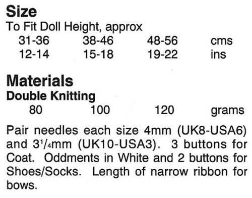 Dolls Clothes Knitting Pattern, Size 12" - 22" Dolls Height, PDF Download